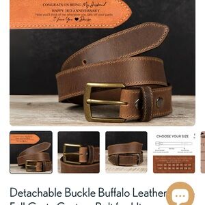Brown Buffalo Leather Belt with detachable buckles (2) size 42